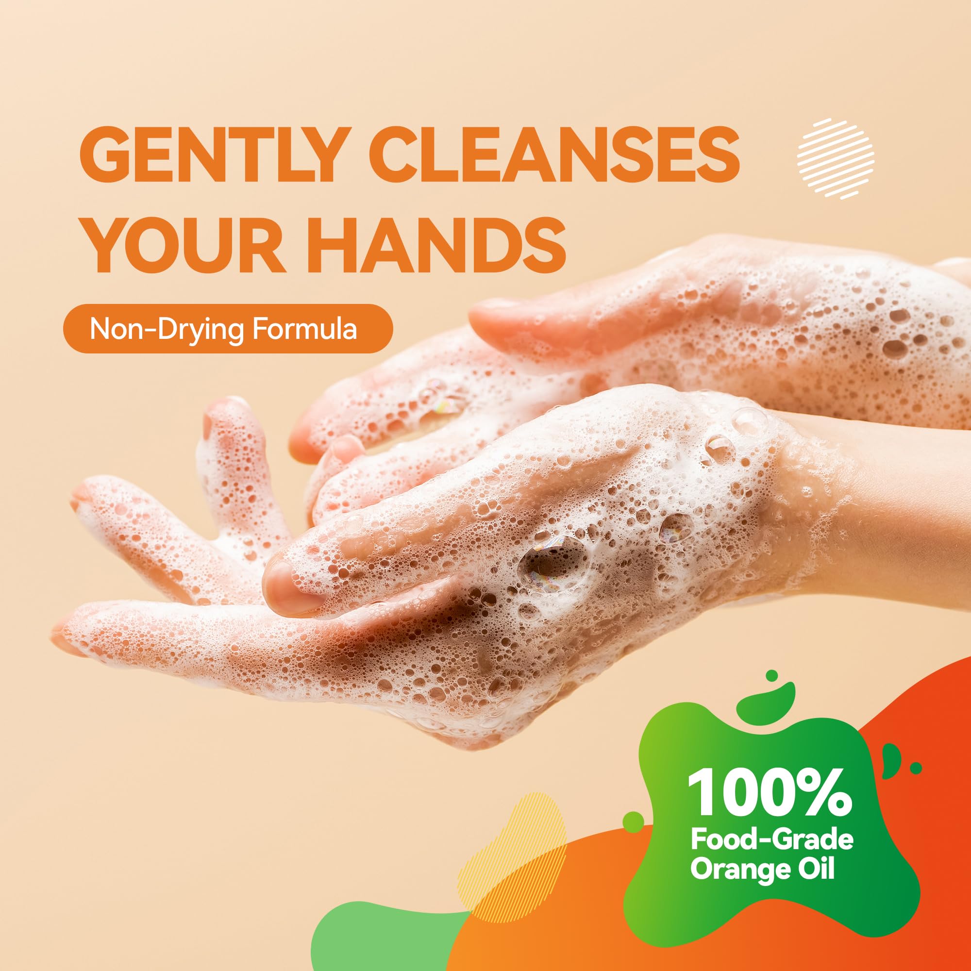 ORANGE HOUSE Natural Liquid Hand Soap, Food-Grade Orange Oil Moisturizing Hand Wash, Plant-Based & Hypoallergenic, Gentle on Skin, Non-Toxic Citrus Scented Soap, 12 Fl Oz (6 Pack)