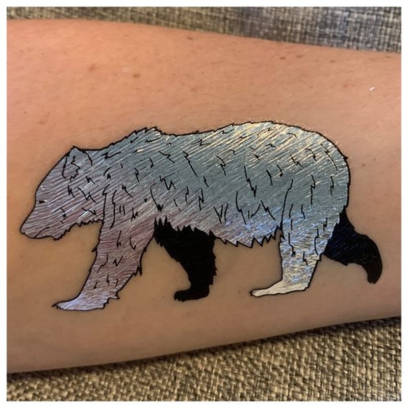 Bear and Wolves Temporary Tattoos for Kids | 32 Tattoos on 2 Sheets | Fake Tattoo for Boys and Girls | Fun Metallic Shiny Animal Tattoos for Kids | By Twink Designs