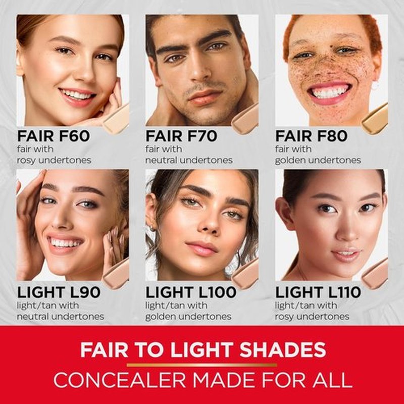 Mirabella Invincible Under Eye Concealer - Full Coverage Hydrating Formula for Dark Circles & Fine Lines - Light L100