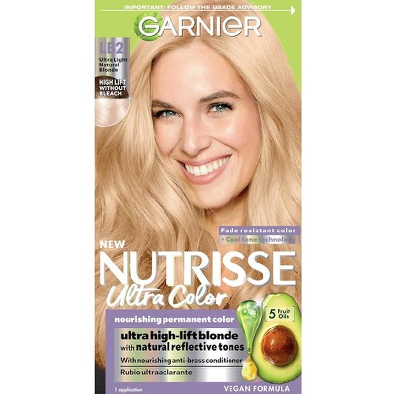Garnier Nutrisse Ultra Color Hair Dye - Permanent, Vegan & Cruelty-Free, LB2 Ultra Light Natural Blonde