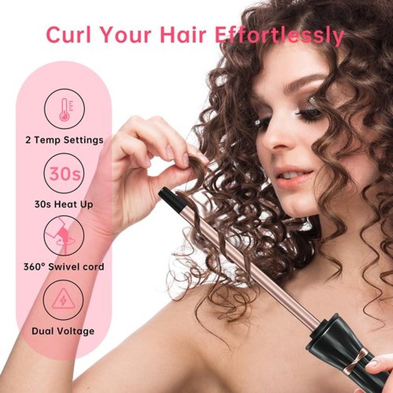 Hahahope 3/8 Inch Curling Iron,9mm Tiny Curling Wand,Ceramic Small Barrel Curling Iron with Adjustable Temperature,Fast Heating,for Short & Long Hair