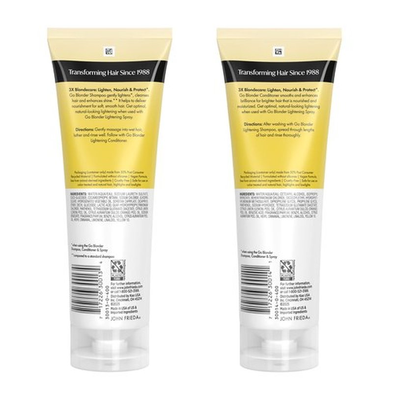 John Frieda Go Blonder Shampoo and Conditioner Set, Gradually Lightens Blonde Color Up, For Natural or Color-Treated Hair, 8.3 oz, Pack of 2