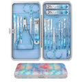 OFIDUS Nail Clippers Set Fingernail and Toenail Clipper Cutters, Professional Manicure Pedicure Kit 18Pcs, Nail Care Grooming Tools with Luxurious Travel Case (Diamond Blue)