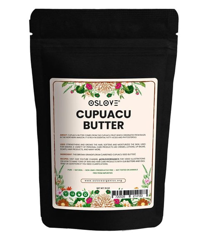 Oslove Organics Cupuacu butter 16 oz-Pure and Natural | Fresh, Rich and Creamy in DIY mixes | Vegan butter | Use for whipped body butters, salves, lotions & soaps. (16 oz)