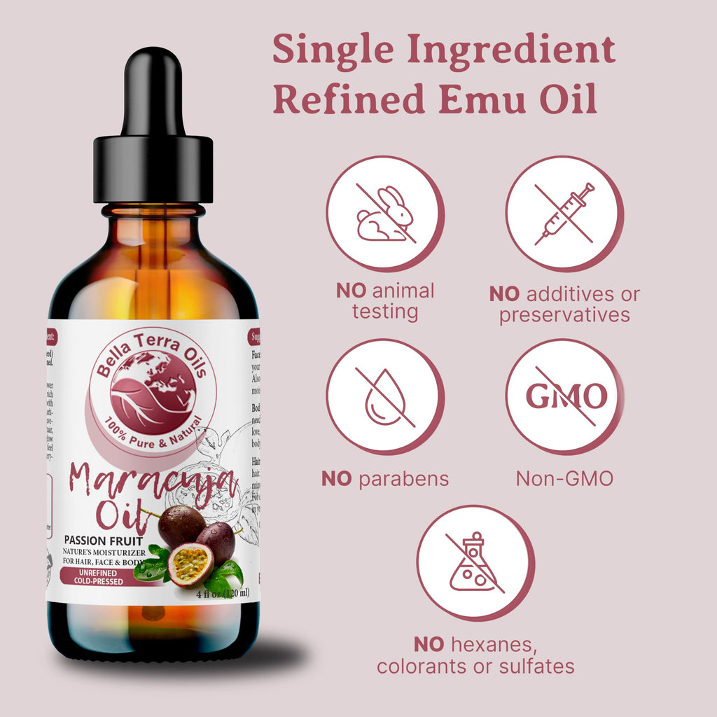Bella Terra Oils - Maracuja (Passion Fruit) Oil 8 oz - A Symphony of B-Vitamins & Antioxidants, Immerse in the Luxury of Silky, Soft Skin
