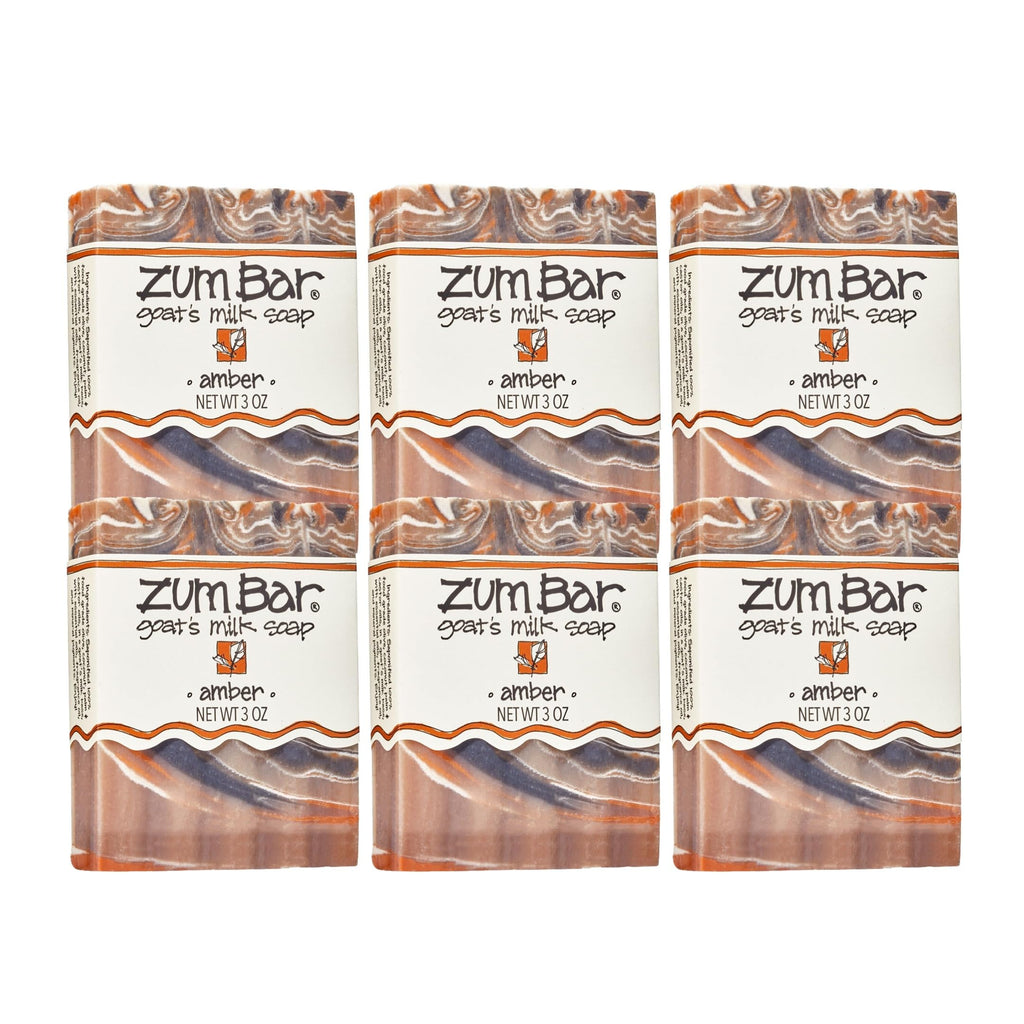 Zum Indigo Wild Goat's Milk Soap Bar - Bar Soap for Hands & Body Made with Essential Oils - 3 oz - Amber (6 Pack)