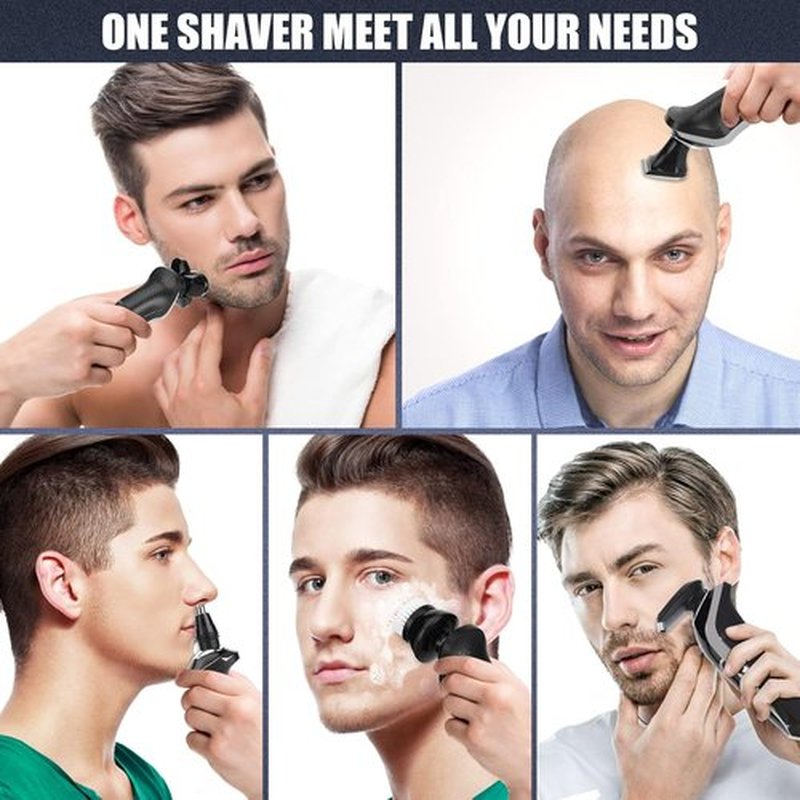 BestMal 5-in-1 Electric Shaver Razor for Men - Waterproof, Rechargeable with Nose Trimmer & Face Brush