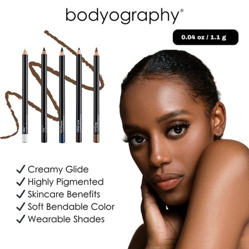 Bodyography Cream Eye Pencil, Midnight Blue - Navy Wooden Eyeliner for Eyes & Eyebrows, Long-Lasting Cruelty-Free Coconut Oil Cosmetic Liner