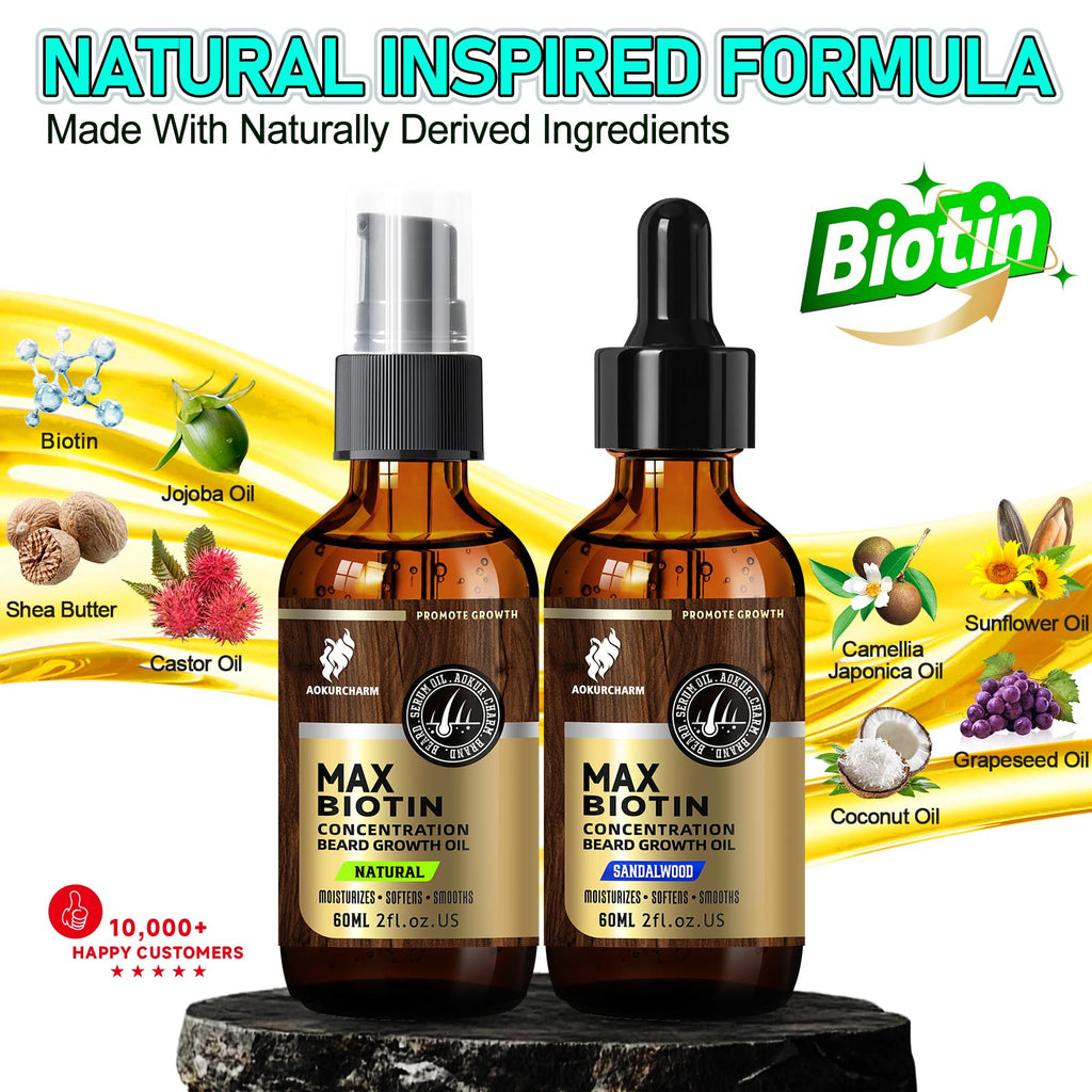 aokur Beard Growth Serum - GROW Maximum XXL Beard Growth Oil for Men -Thickens & Fills Patches - Facial Hair & Scalp Treatment - Beard & Hair Thickening Conditioner & Enhancer
