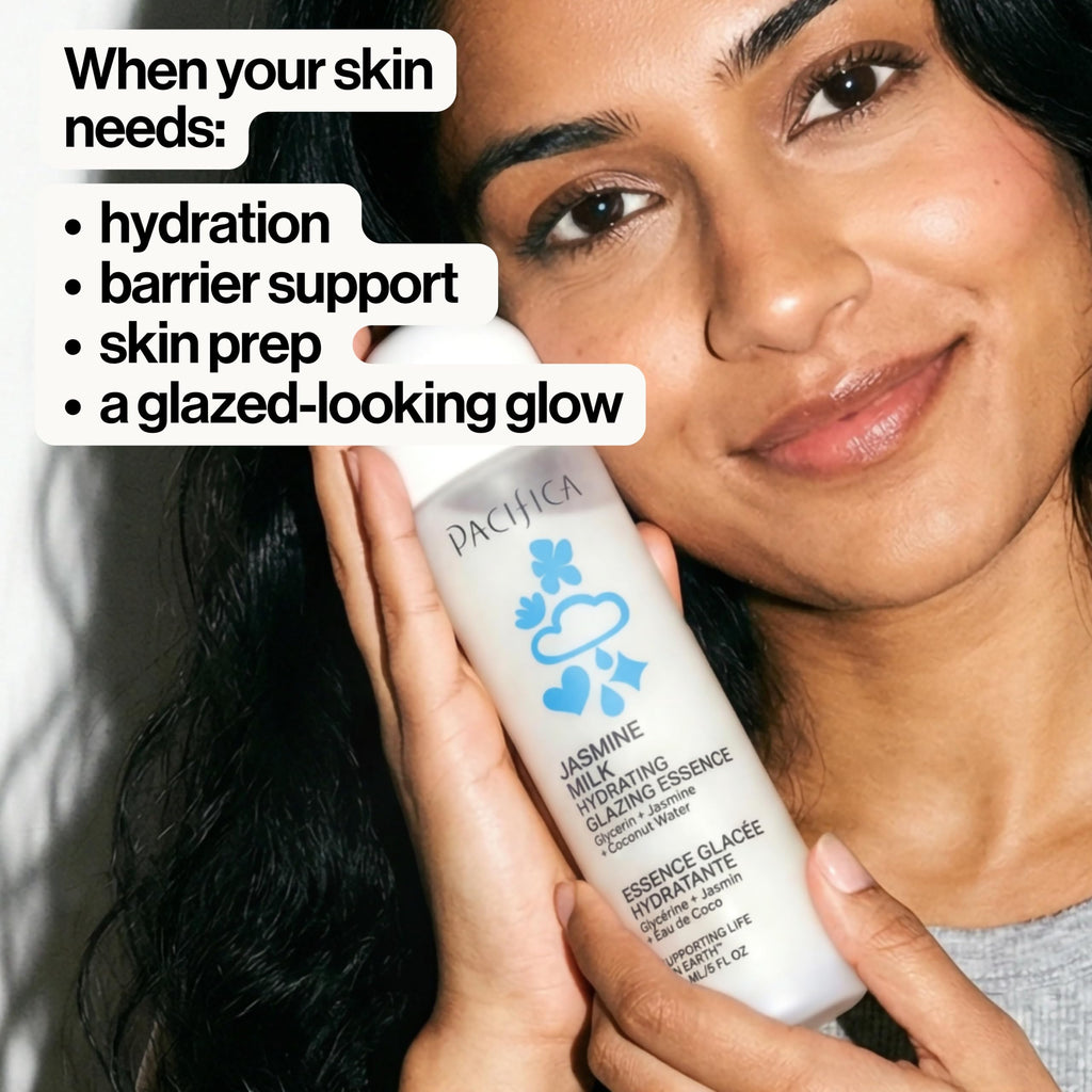 Pacifica Hydrating Glazing Facial Essence with Jasmine Squalane and Polyglutamic Acid - Milky Glass Skin Essence for Dry Skin - Deep Hydration Moisture Lock - Clean Vegan Cruelty-Free - 5 Fl Oz