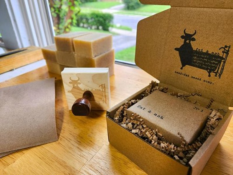 fat & ash Beef Tallow Soap Bar (2 Pack) - VERY SIMPLE INGREDIENTS - Organic and Moisturizing - Handmade in USA - Family Recipe - Long-Lasting, All-Natural, For Dry Skin
