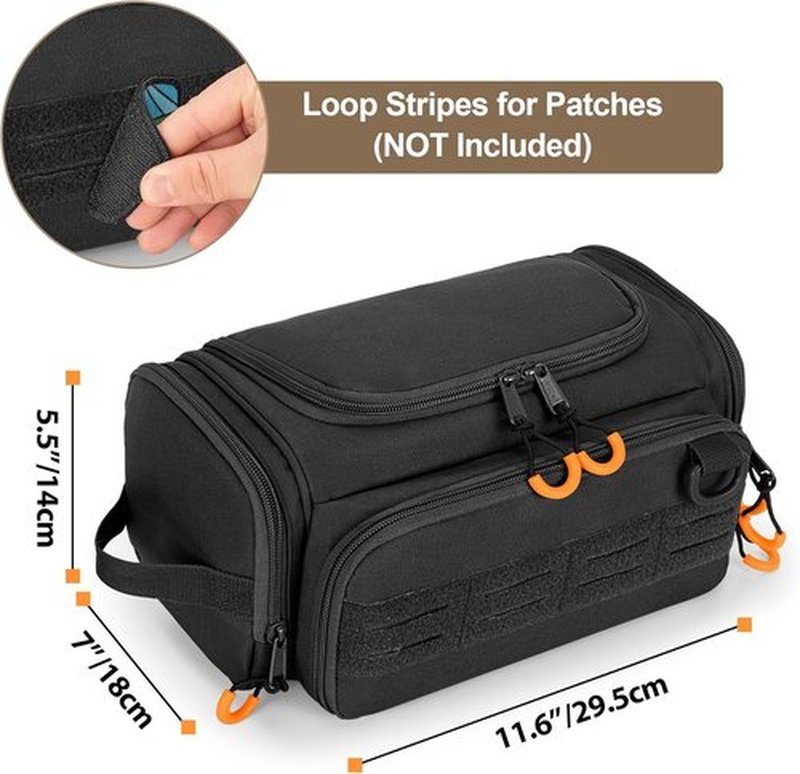 Skiennix Tactical Toiletry Bag - Hanging Travel Dopp Kit Organizer for Men | Black, Compact Design