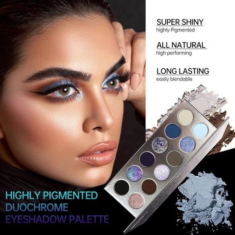 Skiennix Professional 12 Color Eyeshadow Palette - Multichrome & Matte Finish, Long-Lasting, Vegan