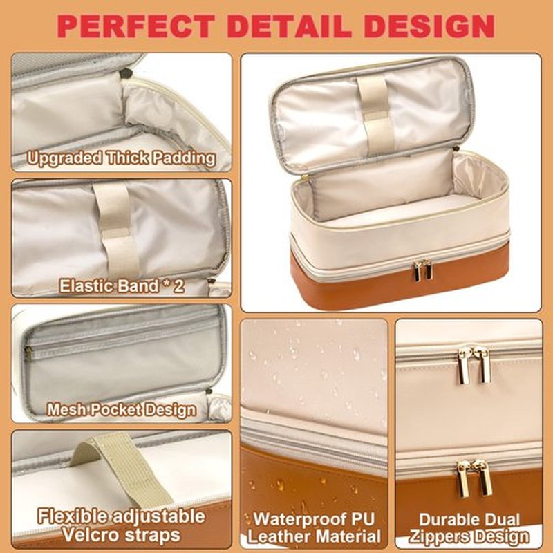 Travel Carrying Case for Hair Dryer Shark Flexstyle FlexFusion Airwrap Brush Double Layer Storage Bag Hair Accessories Tools Storage Case for Revlon Hairdryer Styler/Shark SpeedStyle Organizer Bag
