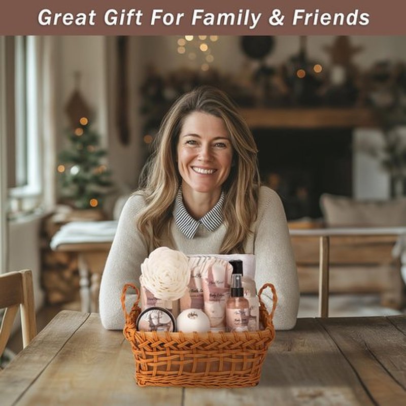 Spa Baskets For Women - Luxury Bath Set With Coconut & Vanilla - Spa Kit Includes Wash, Bubble Bath, Lotion, Bath Salts, Body Scrub, Body Spray, Shower Puff, Bathbombs, Soap and Towel