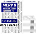 Filter King Air Filters - MERV 8 Pleated HVAC AC Furnace Filters | 29.75x35.75x1 | 12 Pack for Clean Air