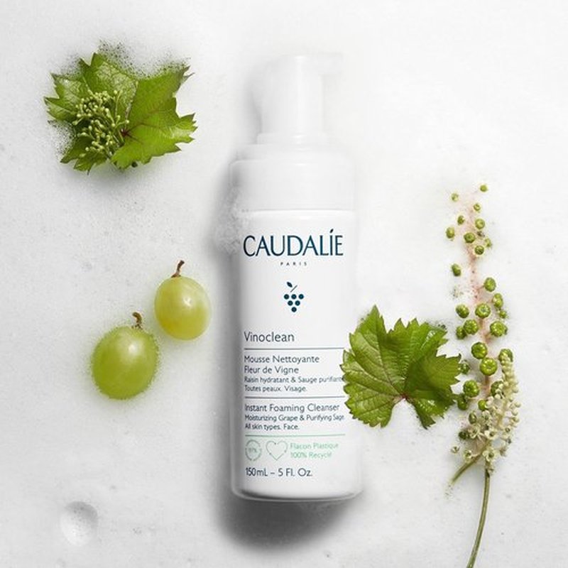Caudalie Vinoclean Gentle Foaming Facial Cleanser - Ideal for All Skin Types | 6.7 Fl Oz