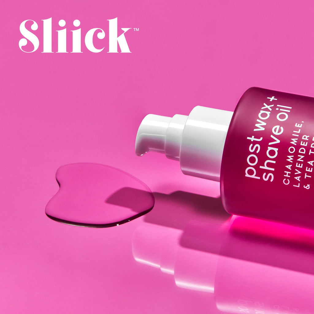 Sliick Post Wax + Shave Oil – Soothing After Shave Oil with Chamomile, Lavender & Tea Tree for Razor Bumps, Ingrown Hair & Redness, After Waxing & Shaving Treatment, 4 fl oz