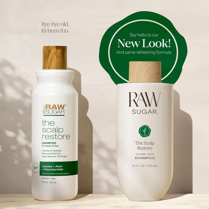 Raw Sugar The Scalp Restore Hair Care Bundle, Shampoo and Conditioner Set with Jojoba, Aloe and Niacinamide, Formulated without SLS/SLES or Parabens