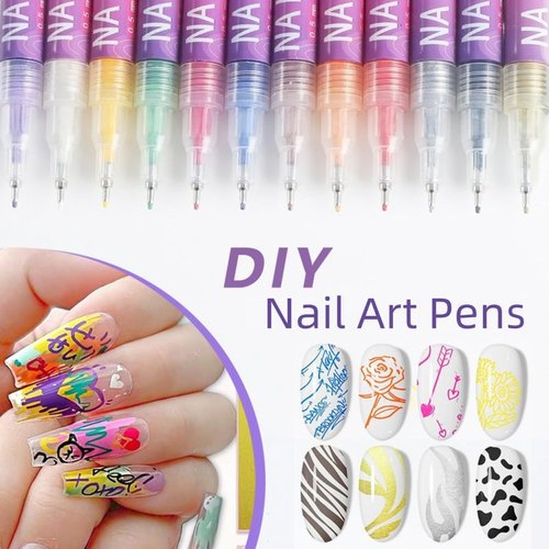 12 Colors Nail Art Pens Set, 2025 New Nail Art Markers for Gel Nails, 3D Polish DIY Nail Art Marker Drawing Painting Liner Pen, Quickly Dry Nail Pen DIY Decoration Tool for Home Salon