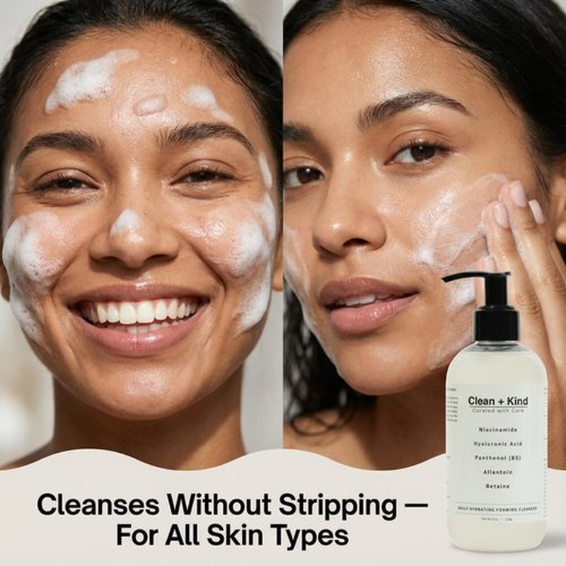 Daily Facial Cleanser for Sensitive Skin – Gentle Non Stripping Face Wash with Niacinamide & Hyaluronic Acid – Removes Makeup, SPF & Oil While Supporting Skin Barrier