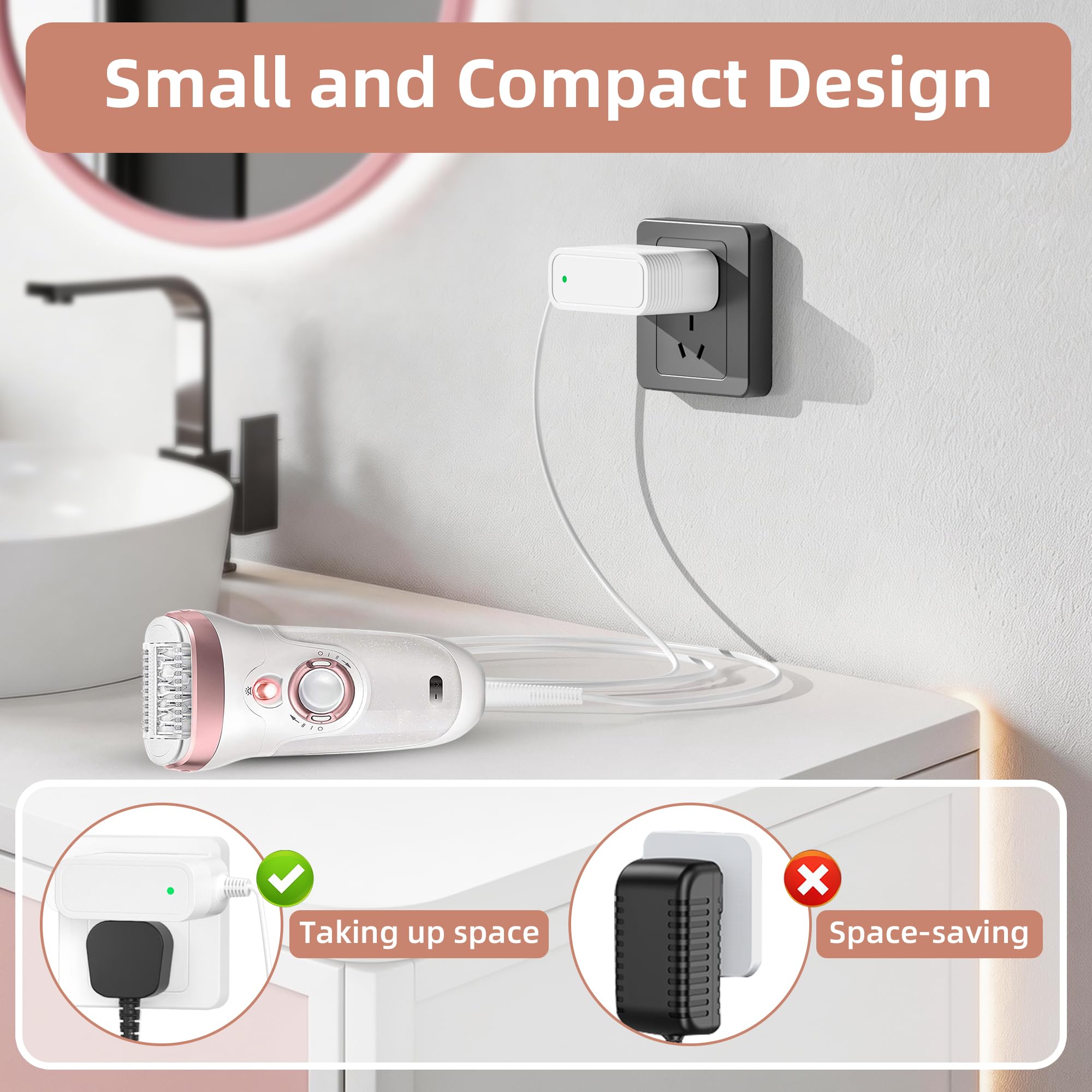 Power Charger Compatible with Braun Epilator Silk 9 9 7 5 9-720 9-300 9-890 9-030 9-880 5-810 5-620 and Face Epilator Facespa Pro 910 911 921 Power Adapter