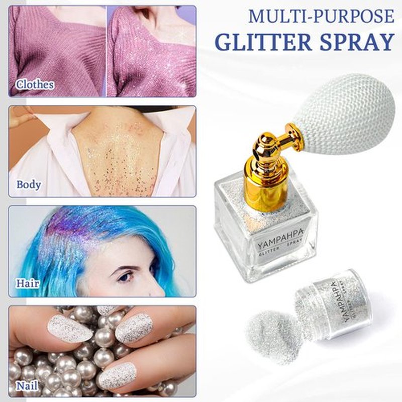 Body Glitter Spray, Silver Glitter Spray for Hair and Body, Include 1 Jar of Refills