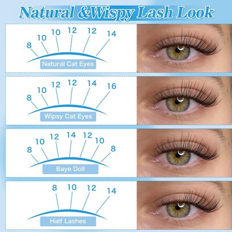 KEVKEV Wispy Lash Clusters Ultra-Thin Band Natural Eyelash Clusters 8-16mm Soft Cluster Eyelash Extensions Mix Length Ultra-Light Natural Look Natural Lash Clusters DIY Lash At Home(Wispy03)