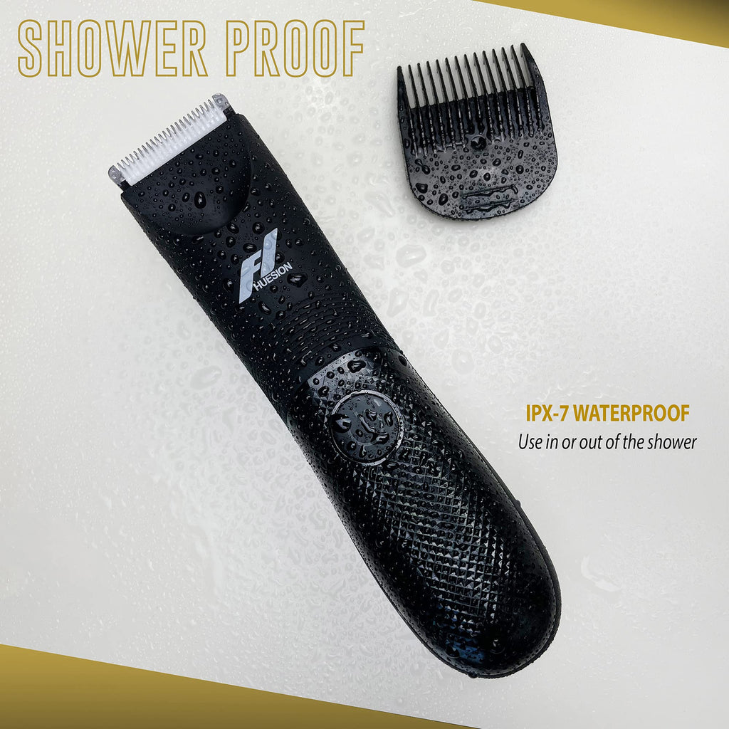 Fhuesion® Manscape Trimmer for Men -IPX7 Waterproof Ball Trimmer w/Light & Ceramic Blade, Body Groomer for Pubic/Body/Groin Grooming, Electric Razor Shavers USB-C Charging, No Nicks, Gifts for Him