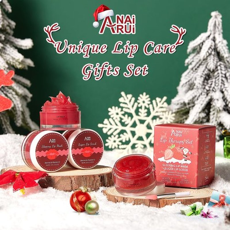 ANAI RUI Lip Scrub and Mask Set, Lip Exfoliator Scrub and Moisturizer Gift, Lip Scrubber Exfoliator & Sugar Lip Scrub with Vitamin C, Mini Gifts For Women, Lip Care Products