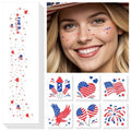 Cerlaza Labor Day Decorations, Glitter Freckles Face Tattoo with American Flag Design, Red White Blue Usa Accessories, 4th of July Independence Day Fake Tattoos Makeup Kit, Rave Outfits for Women