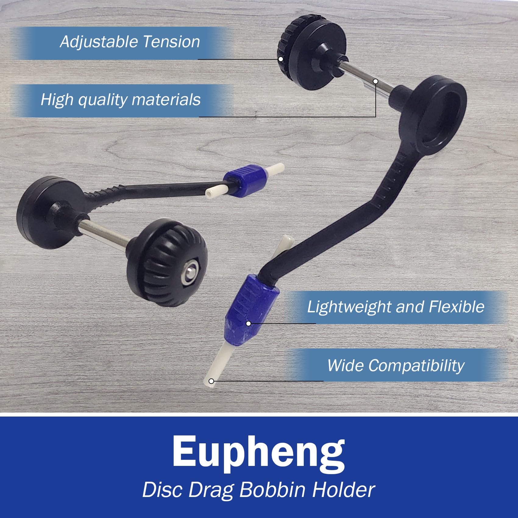 EUPHENG 2PCS Adjustable Bobbin Holder Fly Tying Tools Disc Drag