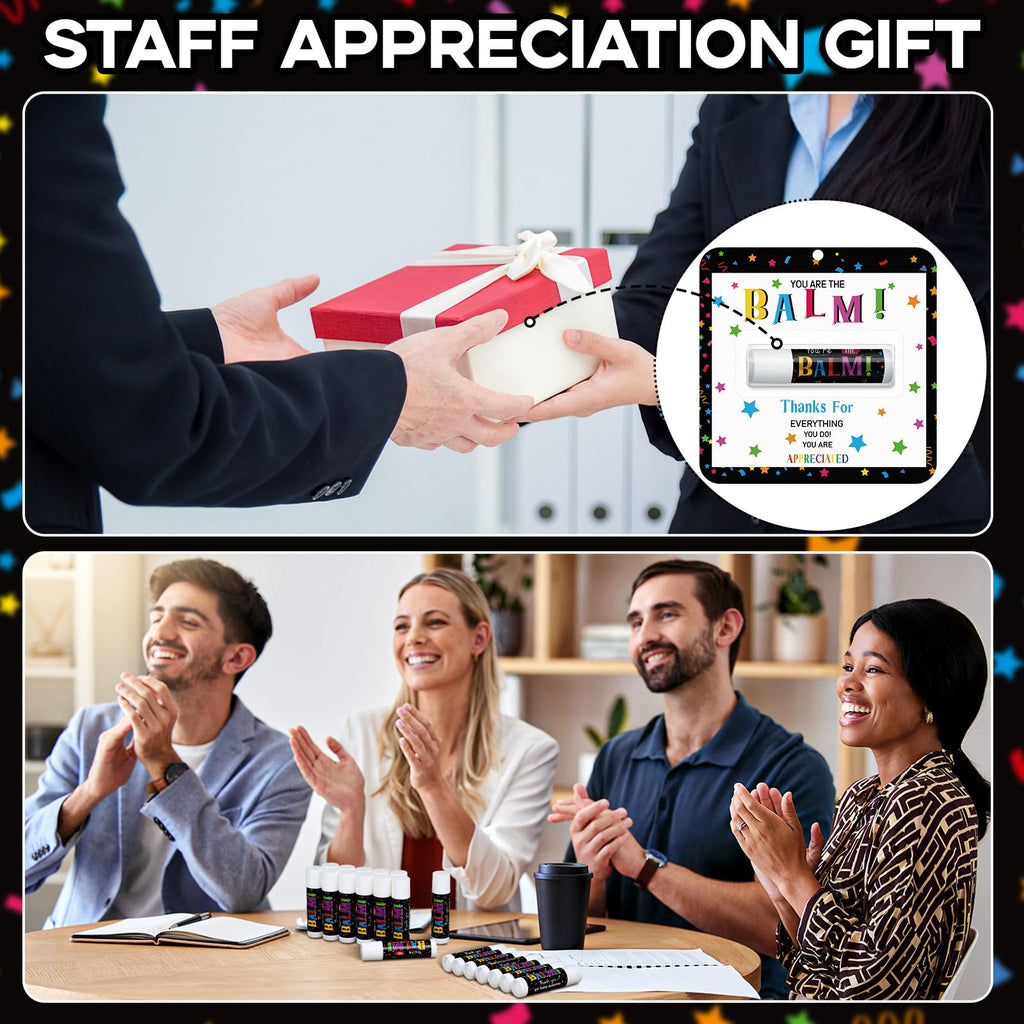 Sacubee 5 Pack Back to School Employee Teacher Appreciation Gifts Bulk Lip Balm Teacher Employee Staff Team Thank You Gifts You're the Balm Volunteer Appreciation Party Favor for Women Men Coworker