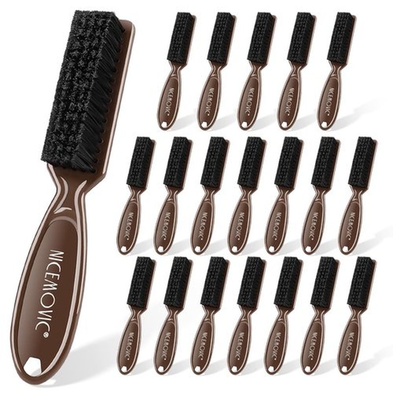 NICEMOVIC 20 Pcs Barber Clipper Cleaning & Duster Accessories, Mini Brushes for Blade Trimmer, Hair Styling Tool (Brown)
