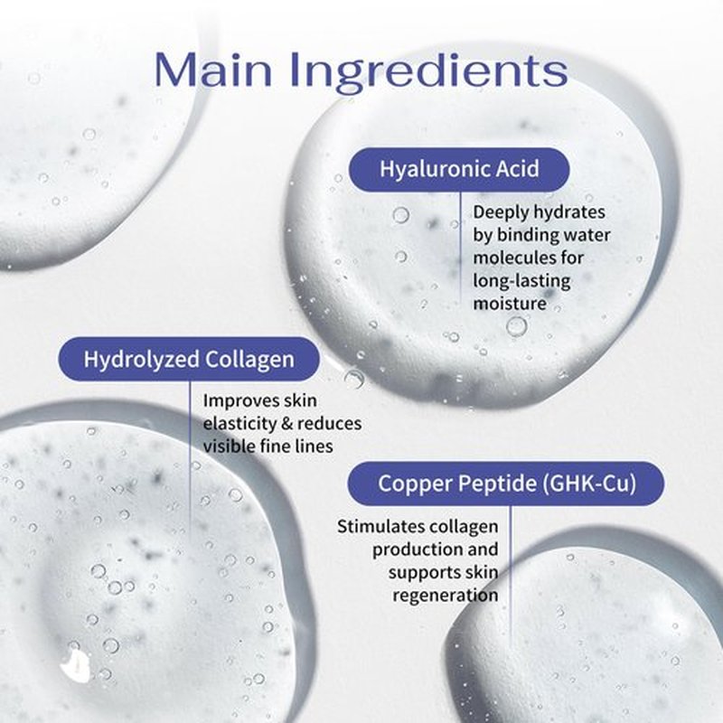 Koreana Skin GHK-Cu Copper Peptide Hydrogel Face Mask Anti-Aging Collagen Booster for Skin Repair, Firming, Fades Acne Scars & Redness. K-Beauty Sheet Mask Treatment