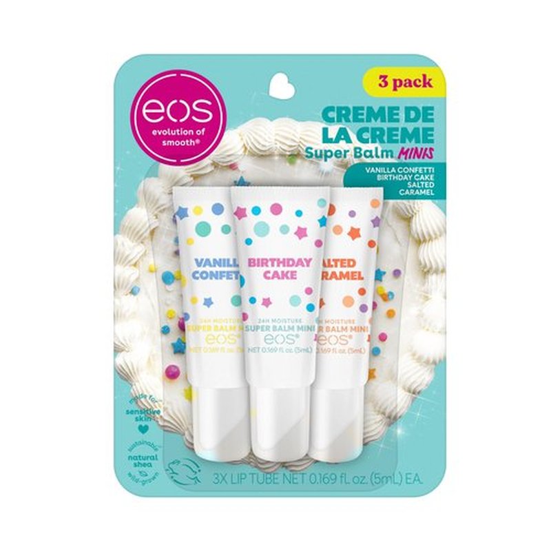 eos 24H Moisture Super Balm Minis- Crème de la Crème, Limited-Edition Lip Mask, Lip Mask, Made for Sensitive Skin, Shea Butter, Variety Pack, 0.169 fl oz, 3-Pack