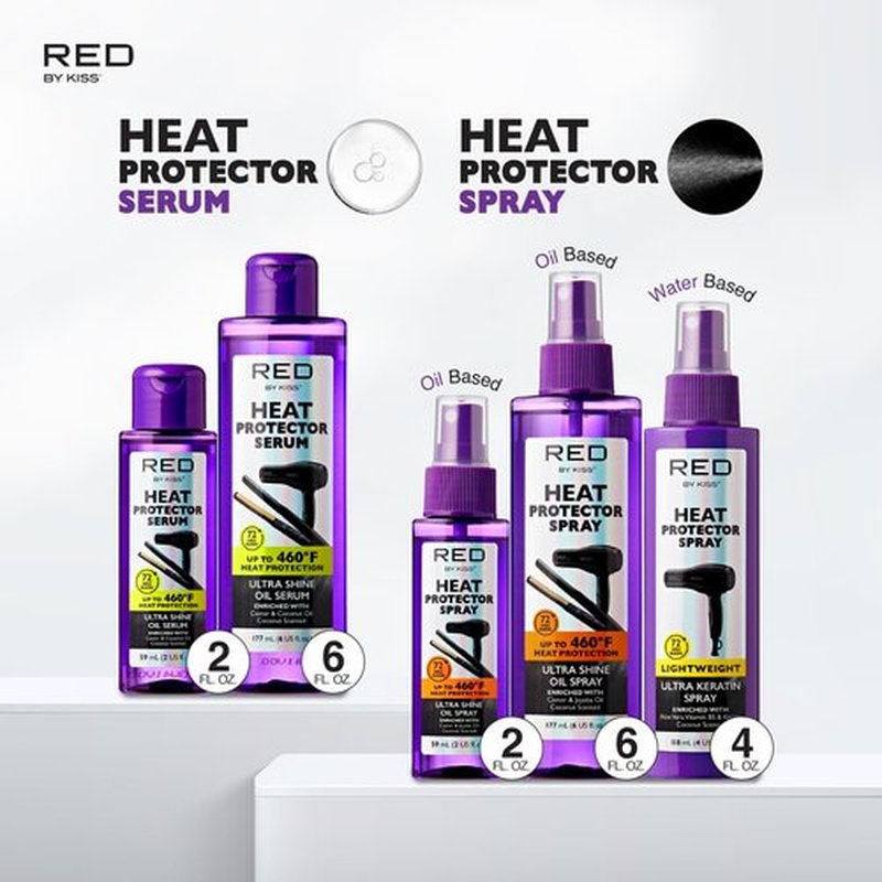 Red by Kiss Heat Protector Hair Styling Serum, Thermal Protection Ultra Shine Oil Serum, Protects Hair from Heat Damage, Anti Frizz Strengthening Hydrating (6 Fl Oz)