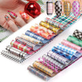 20 Sheets Buffalo Plaid Nail Foil Transfer Sticker, Kalolary Christmas Holographic Lines Foil Full Nail Wraps Decals for Winter DIY Nail Art