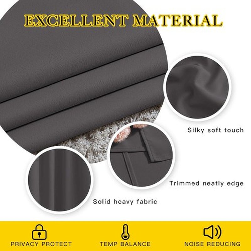 NICETOWN Gray Blackout Curtains - 84-Inch Thermal Drapes for Bedroom | Room Darkening Grommet Panels (2 Pack)