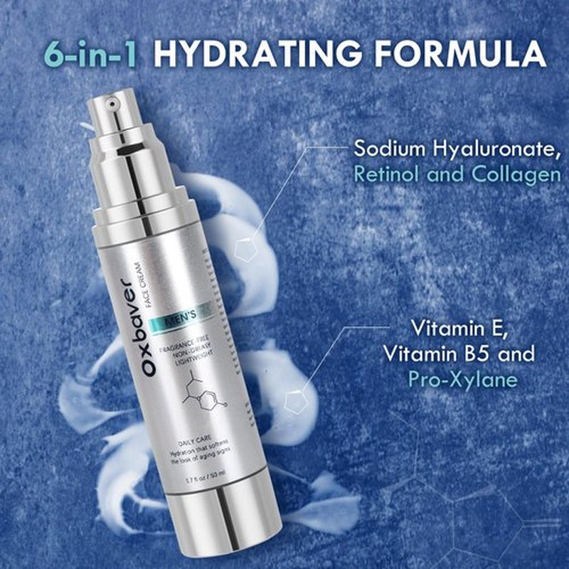 Face Cream for Men: 6-in-1 for Men Face Moisturizer with Collagen and Retinol for Deep Hydration All Day and to Reduce the Look of Aging Signs