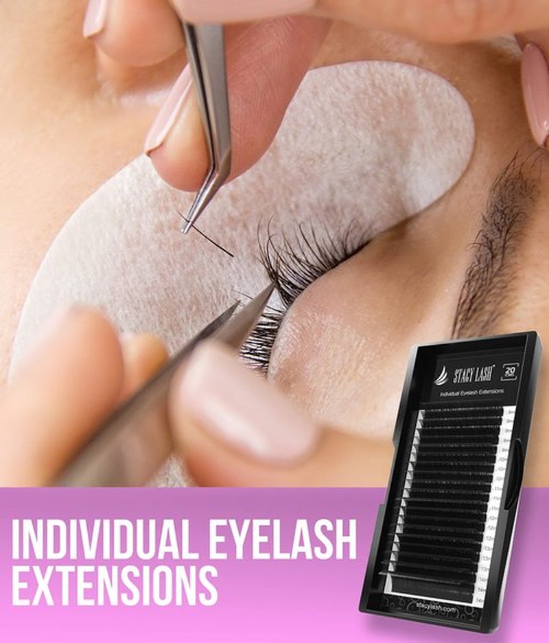 Eyelash Extensions D Curl by Stacy Lash/Black Individual Mink Lashes Supplies (0.05mm;11mm)