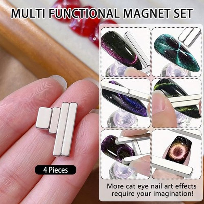 JFIYUOMCI 64Pcs Cat Eye Nail Magnet Tool Set, 3 IN 1 Cat Eye Magnet for Nails, Strong Magnetic Gel Polish Magnets, Cateye Nails Design Tools for DIY At Home Nail Art Accessories