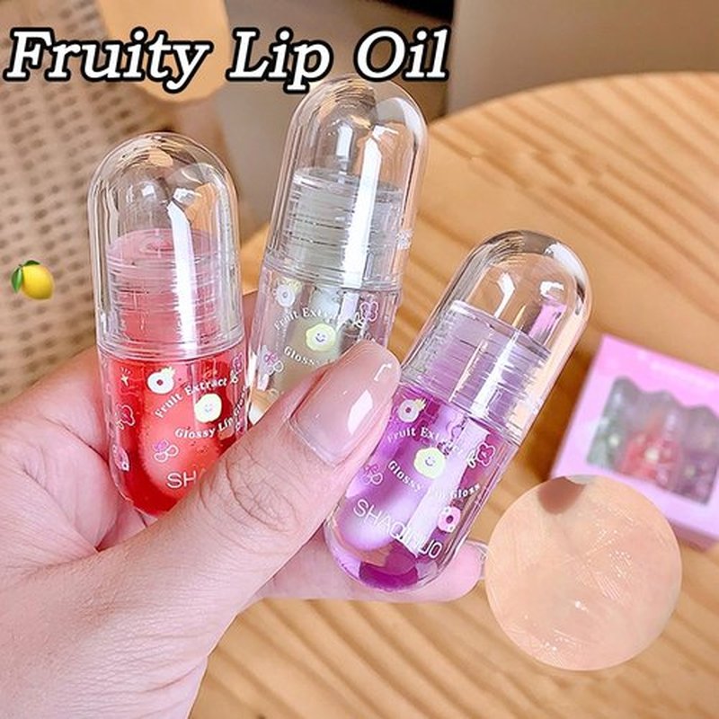 KTouler 4Pcs Tinted Lip Gloss Oil Set,Cute Moisturizing Plumping Lip Oil,Fruit Flavored Lip Gloss Long Lasting Nourishing High Shine Lip Oils For Girls