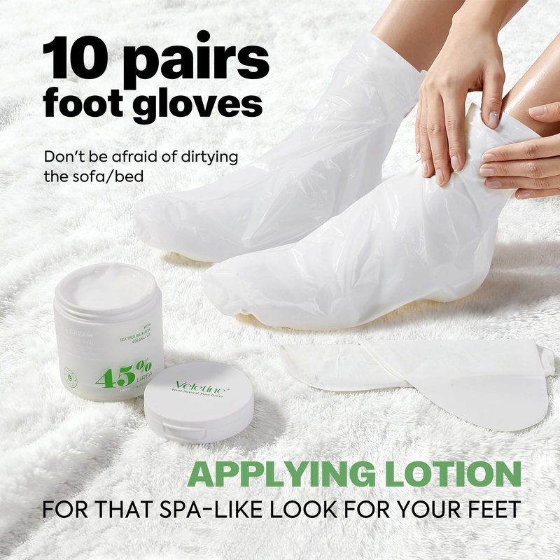 veletine Tea Tree & Aloe Foot Care Set - Urea Cream,Callus Remover Gel & Foot Callus Remover,10Pairs Mask Sleeves for Dry Cracked Feet - Pedicure Kit for for Birthday Valentine's Women Men Gift