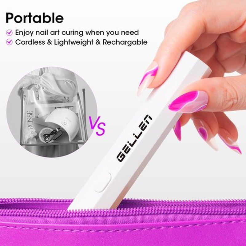 Gellen Mini UV Light for Nails Handheld, Portable UV Light for Gel Nails Cured, Cordless Nail Lamp Rechargeable Nail Dryer Lamp for Glue Fast Drying