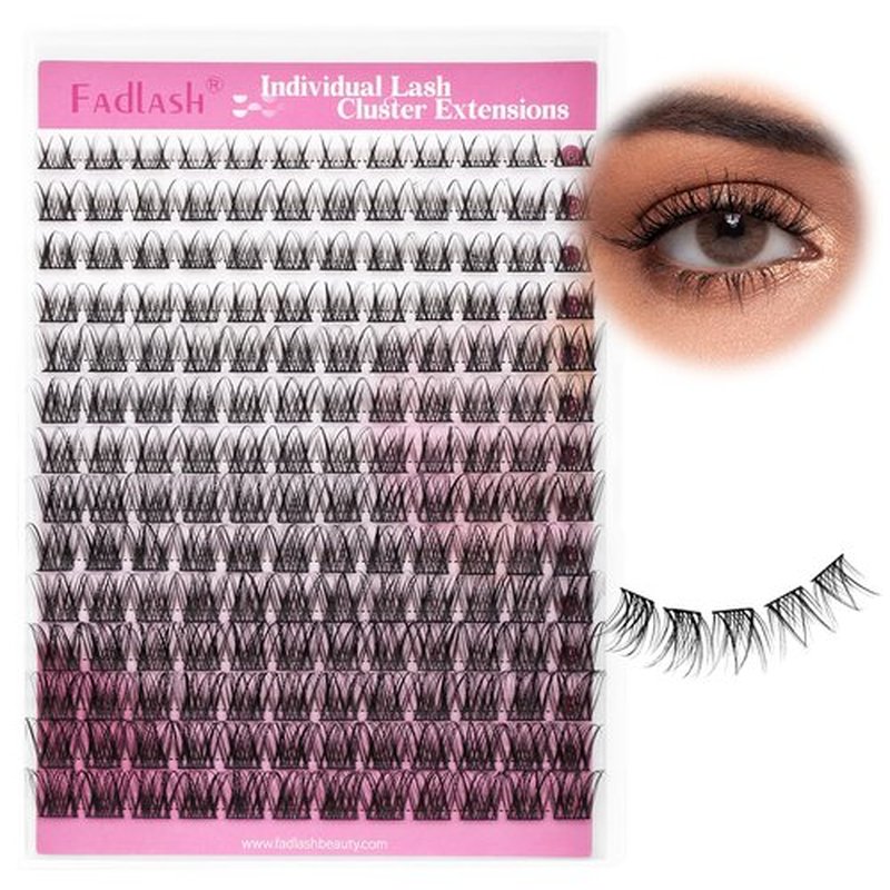 FADLASH Lash Clusters Wispy Eyelash Cluster 168Pcs Natural Eyelashes Extensions D Curl 8-16mm Individual Lashes Natural Look with Black Thin Band (S28, 8-16mm)