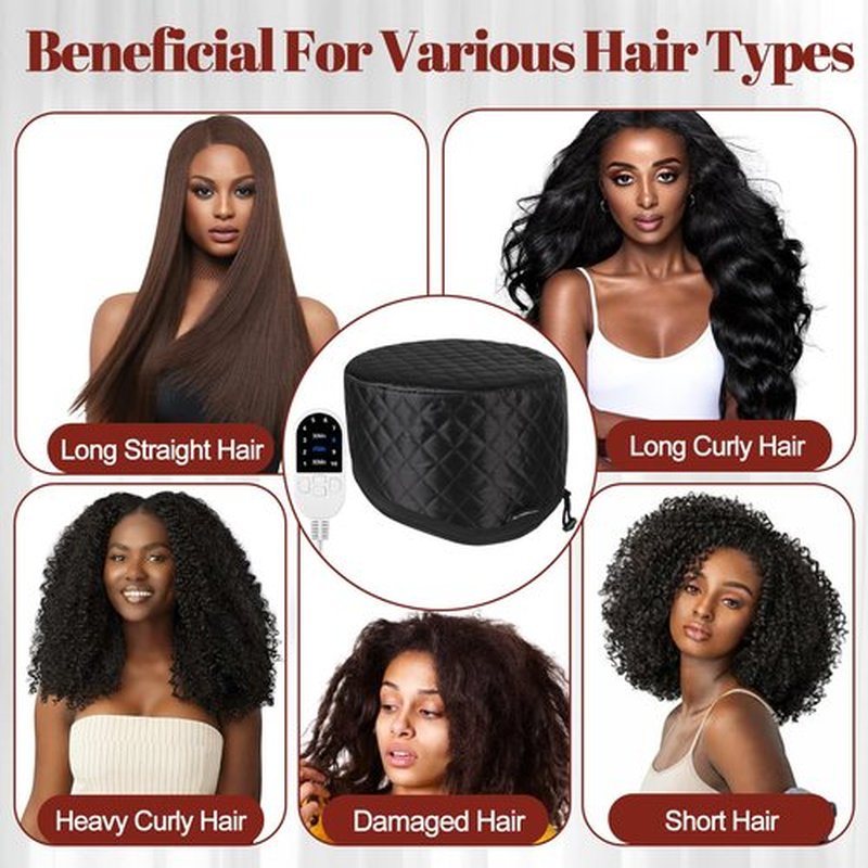 TEPENAR Hair Steamer for Deep Conditioning: Upgraded Heat Cap with 10-Level Fast Heating 3 Time Settings for Natural Hair Portable Thermal Steam Cap for Home Hair Treatment