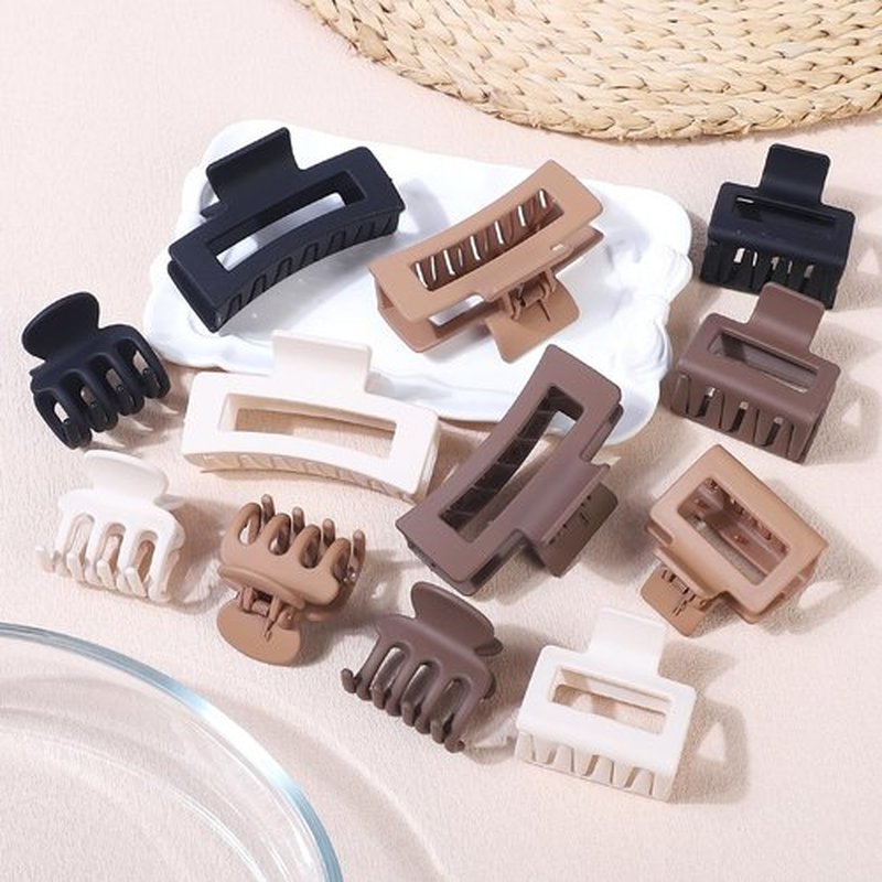 SMKSL 12 Pcs Hair Clips for Women 3 Styles Small Medium Large Claw Clips for Thin Thick Curly Hair, Strong Hold & Non-Slip Clips, Stylish Matte Plastic Hair Accessories Ideal Gifts for Women (Brown)