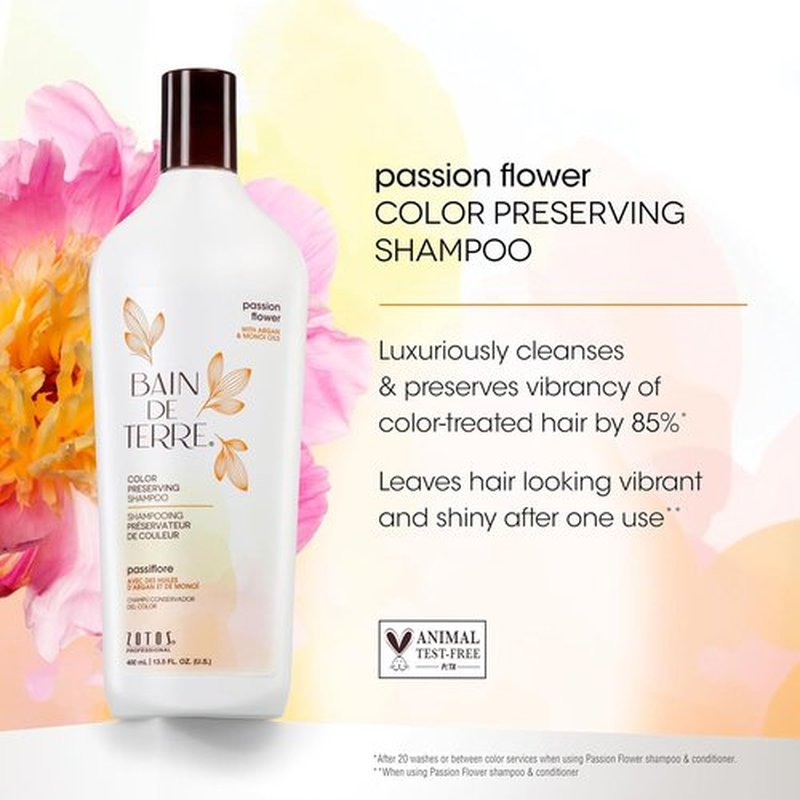 Bain de Terre Color Preserving Shampoo & Conditioner Set - Passion Flower | Protects Color-Treated Hair | 13.5 Fl Oz