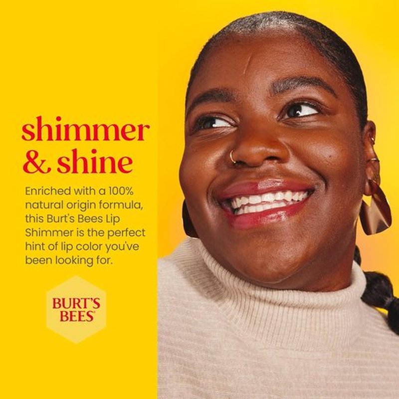 Burt's Bees Lip Shimmer - 100% Natural Moisturizing Cherry Tint | 1 Tube